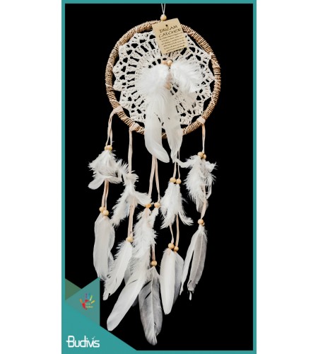 Dreamcatcher, Dream Catcher, Dreamcatcher Lace Natural Roots With Feathers In The Center