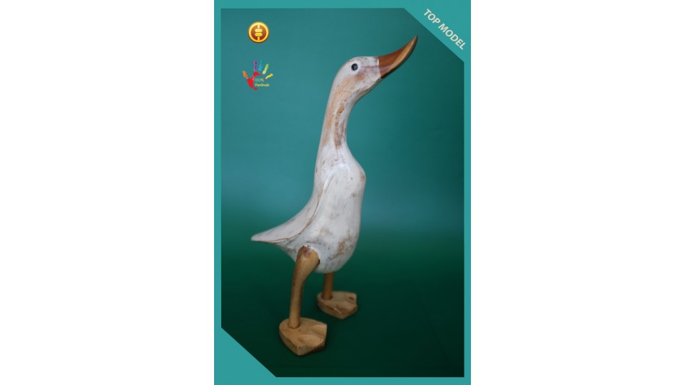 Bali Manufacturer White Washed Wood Duck, Wood Duck, Bamboo Duck, Bamboo Root Duck,