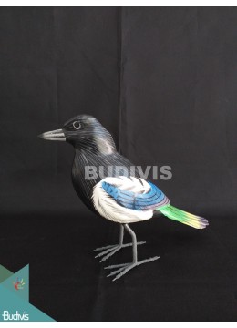 Figurines Realistic Miniature Wooden Bird Carving Hand Painted Garden Decoration