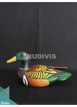 Figurines Realistic Miniature Wooden Bird Carving Hand Painted Garden Decoration