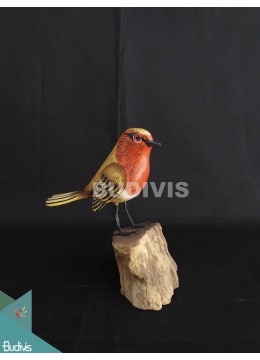 Figurines Realistic Miniature Wooden Bird Carving Hand Painted Garden Decoration