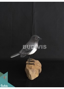 Figurines Realistic Miniature Wooden Bird Carving Hand Painted Garden Decoration