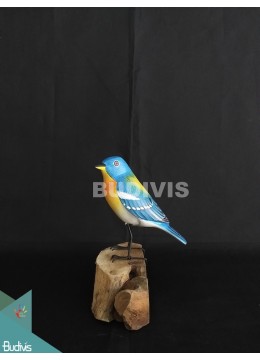 Figurines Realistic Miniature Wooden Bird Carving Hand Painted Garden Decoration