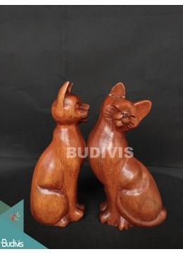 Hot Selling Wooden Carving Cat Couple Direct Sales Craftsman