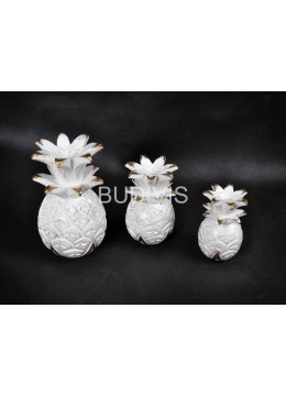 White Pineapple Wood Carving Indoor/Outdoor Decoration