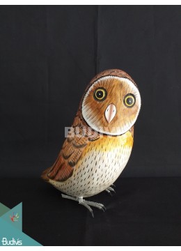 Wholesale Realistic Burrowing Owl Wood Bird Carving Hand Painted Garden Decoration