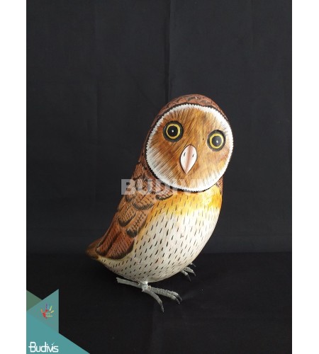 Wholesale Realistic Burrowing Owl Wood Bird Carving Hand Painted Garden Decoration