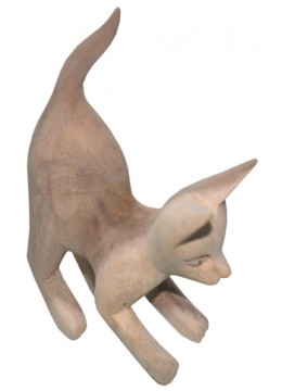 Wood Carving Cat Statue