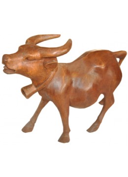 Wood Carving Cow Statue