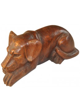 Wood Carving Dog Statue