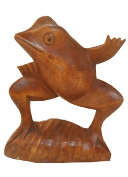 Wood Carving Frog Statue