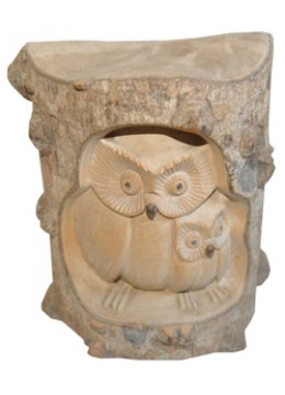 Wood Carving Owl with baby