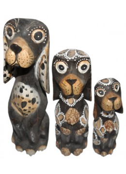 Wood Painted Dog set of 3