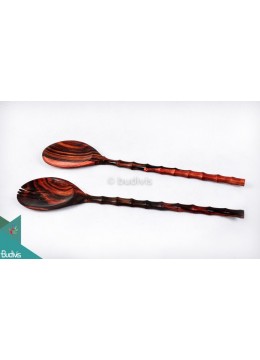 Wooden Rice Spoon And Soup Spoon Set 2 Pieces Large