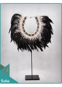 From Bali Tribal Necklace Feather Shell Decoration Vertical Interior