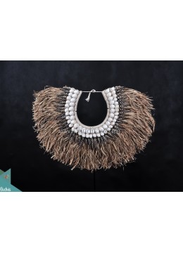 Reed Original Shell Decoration Tribal Necklace Black Vertical Interior