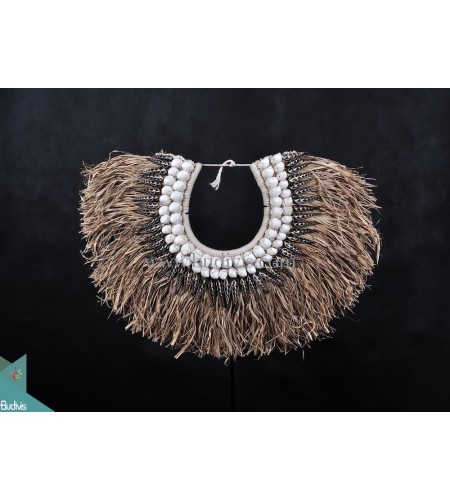 Reed Original Shell Decoration Tribal Necklace Black Vertical Interior