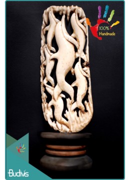 100% Handmade Hand Carved Bone Dolphin Scenery Decoration Best Seller