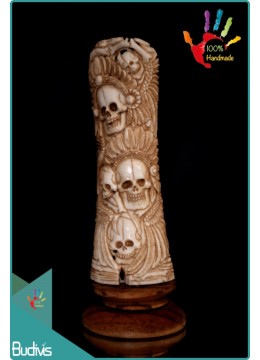 Best Selling Hand Carved Bone Indian Skull Scenery Ornament