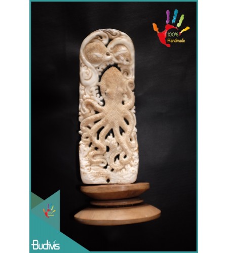 Best-Selling Hand-Carved Bone Octopus Landscape Ornaments Top Model