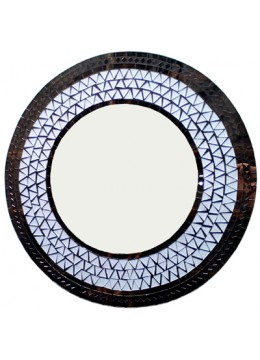 Antique Mirror Glass Circle, Antique Wooden Hand Carved Mirror, Round Wall Mirror, Vintage Celestial Wooden Round Mirror