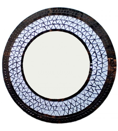 Antique Mirror Glass Circle, Antique Wooden Hand Carved Mirror, Round Wall Mirror, Vintage Celestial Wooden Round Mirror