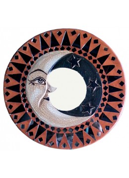 Antique Mirror Moon Circle, Antique Mirror Moon Glass Mosaic, Antique Moon Glass Mosaic Wooden Hand Carved Mirror, Glass Moon Mosaic Wall Mirror, Vintage Celestial Glass Moon Mosaic Wooden Mirror