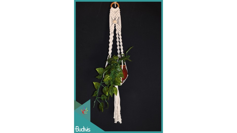 Bali Rope Hand Woven Hanging Macrame Flower Pot Planter, Macrame Plant Hanging Stand, Flower Pot Tree Macrame, Hanging Garden Planter