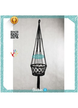 Black New Plant Hanger Hanging Handmade Macrame Weaving, Macrame Weaving Plant Hanger, Flowerpot Tree Macrame Weaving, Hanging Garden Planter