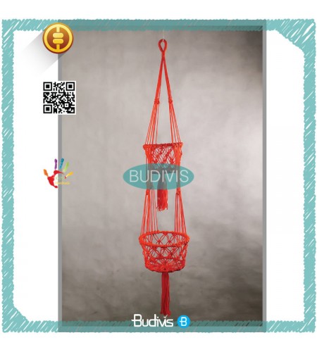 Double Basket Lace Plant Hanger Indoor Outdoor Hanging Flower Pot Basket Jute Rope