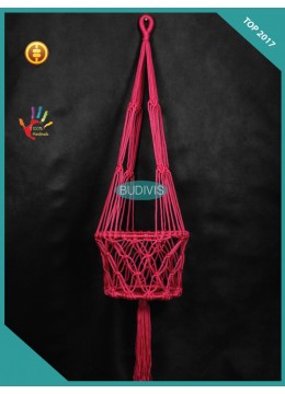 Red Plus Size Wholesale Bali Flower Pot Hanging Macrame Weaving, Macrame Weaving Plant Hanging, Flower Pot Tree Macrame Weaving, Hanging Garden Flower Pot