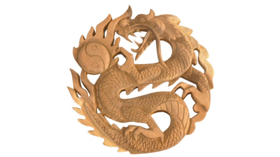 Relief Dragon Wood Carving