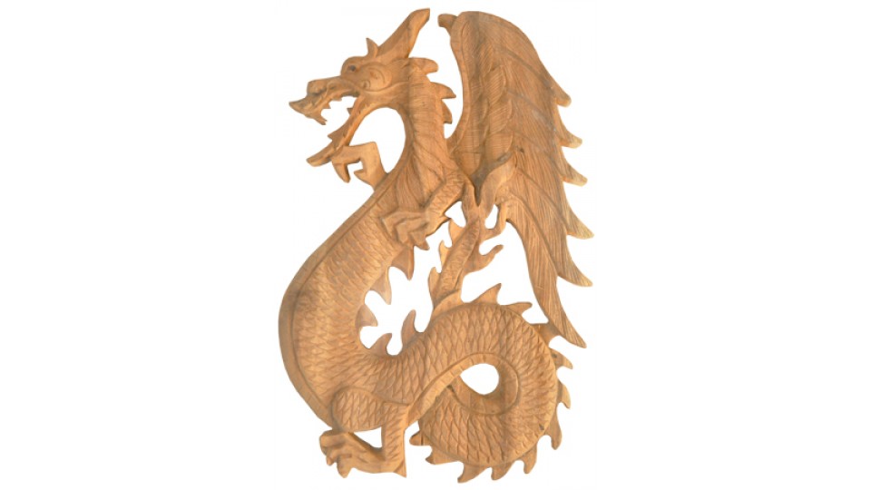 Relief Dragon Wood Carving