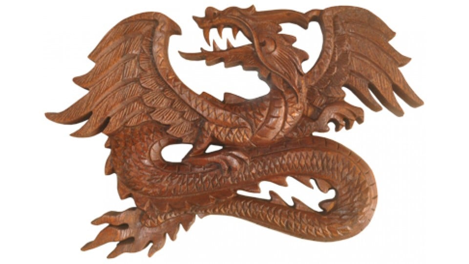 Relief Dragon Wood Carving