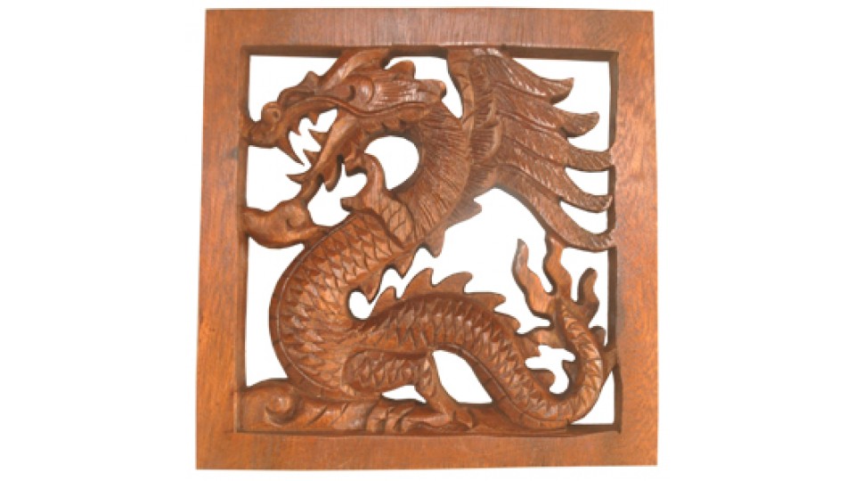 Relief Dragon Wood Carving