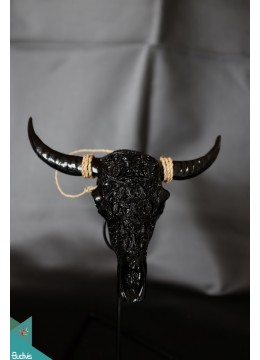 Artificial Resin Buffalo Skull Wall Decor Black, Resin Figurine Custom Hand, Statue Collectible Figurine Resin