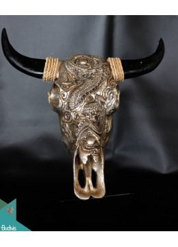 Artificial Resin Buffalo Skull Wall Decoration Gold, Resin Figurine Custom Hand, Statue Collectible Figurine Resin