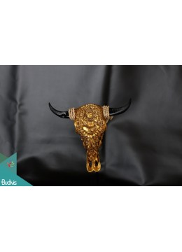 Artificial Resin Buffalo Skull Wall Decoration Gold, Resin Figurine Custom Hand, Statue Collectible Figurine Resin