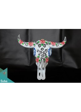 Artificial Resin Buffalo Skull Wall Painting, Resin Statue Custom Hand, Statue Collectible Statue Resin