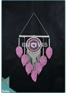 Hot Stye Dreamcatcher Mandala Tapestry Bohemian Hippie Feather Pink Stye Cotton Rope