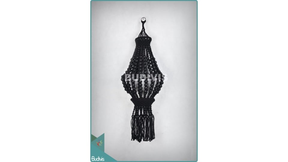 Manufacturer Black Lampshade Wooden Beads Hippie Lace Boho