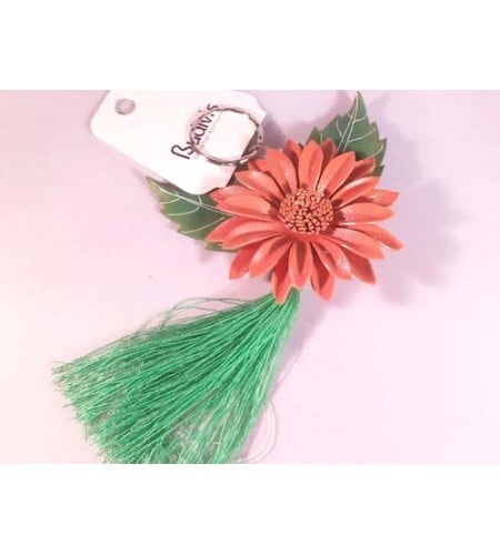 Tassel Keychain Leather Flower