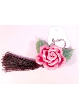 Tassel Keychain Leather Flower