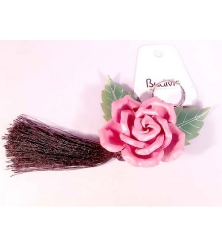 Tassel Keychain Leather Flower