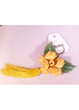 Tassel Keychain Leather Flower