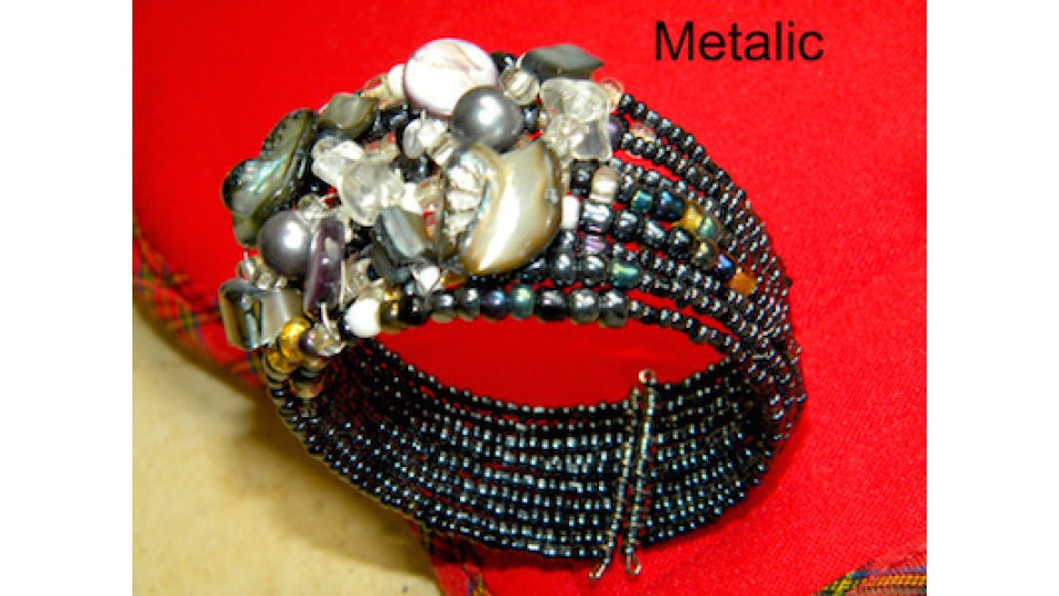 Beaded  Choker - Metalic