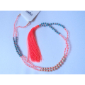 Beaded Tassel Necklace Crystal