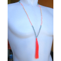 Beaded Tassel Necklace Crystal