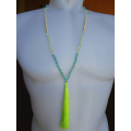 Beaded Tassel Necklace Crystal