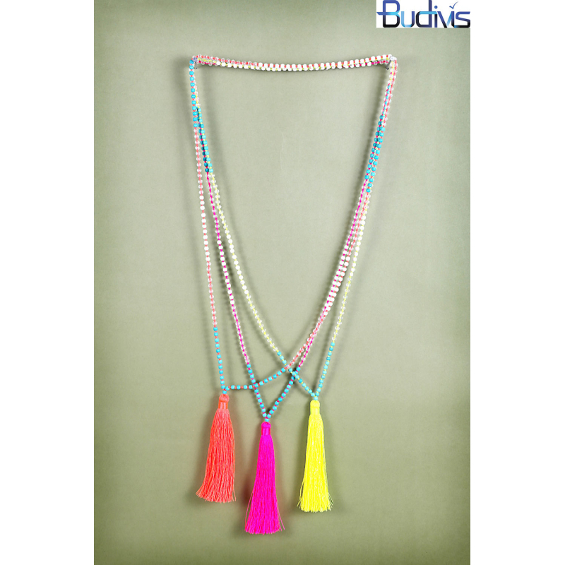 Beaded Tassel Necklace Crystal